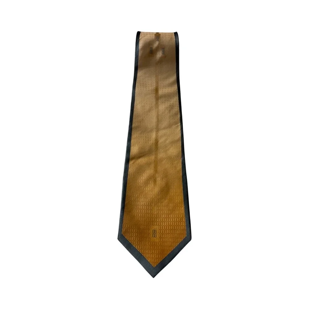 Stacy Adams Mens Necktie Gold Patterned Silk Tie Formal‎ Professional